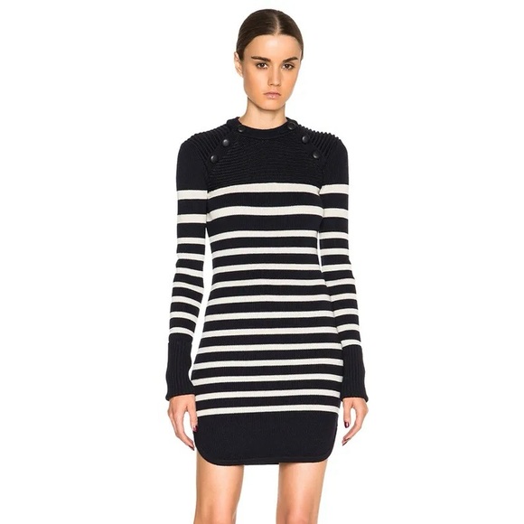 Isabel Marant Haeza stripped Merino Wool-Blend Sweater Dress - Picture 1 of 5